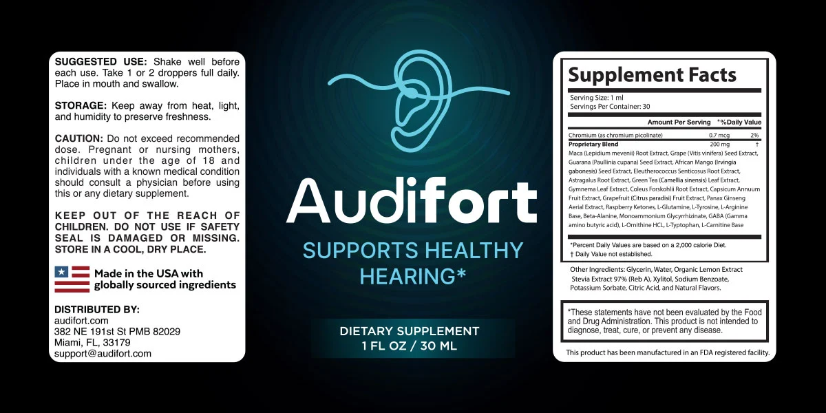 Audifort Ingredients Label